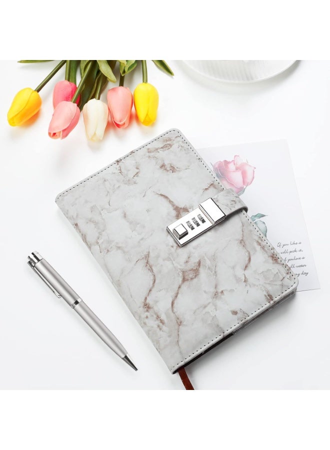 لينلي مذكرات رخامية مع قفل (رمادي) - Image 5